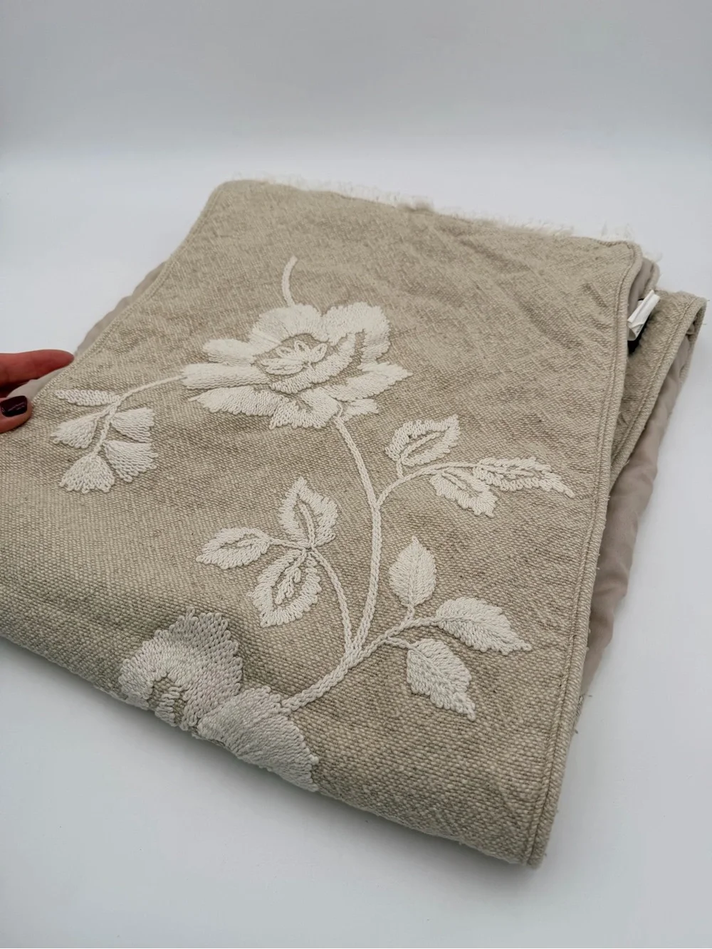 Beige Floral Table Runner 69” X 13.5”